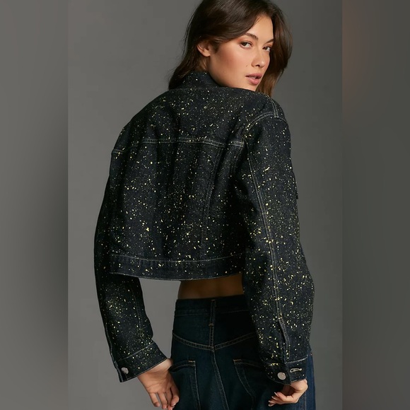 Closed Paint Splatter Cropped Denim Trucker Jacket - Picture 2 of 8